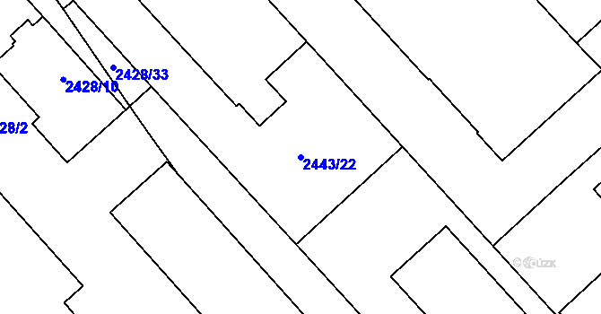 Parcela st. 2443/22 v KÚ Radotín, Katastrální mapa