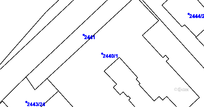 Parcela st. 2440/1 v KÚ Radotín, Katastrální mapa