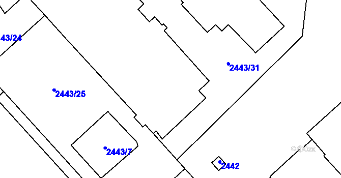 Parcela st. 2440/2 v KÚ Radotín, Katastrální mapa