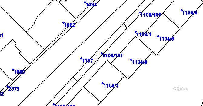 Parcela st. 1108/161 v KÚ Radotín, Katastrální mapa