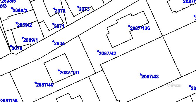 Parcela st. 2087/42 v KÚ Radotín, Katastrální mapa