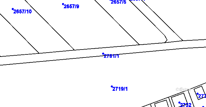 Parcela st. 2781/1 v KÚ Radotín, Katastrální mapa
