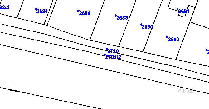 Parcela st. 2781/2 v KÚ Radotín, Katastrální mapa