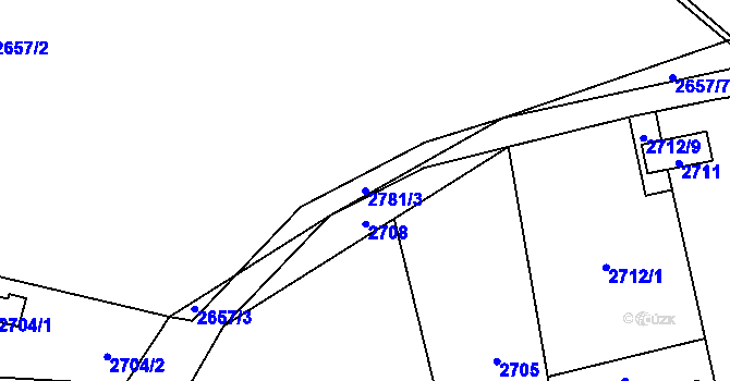 Parcela st. 2781/3 v KÚ Radotín, Katastrální mapa