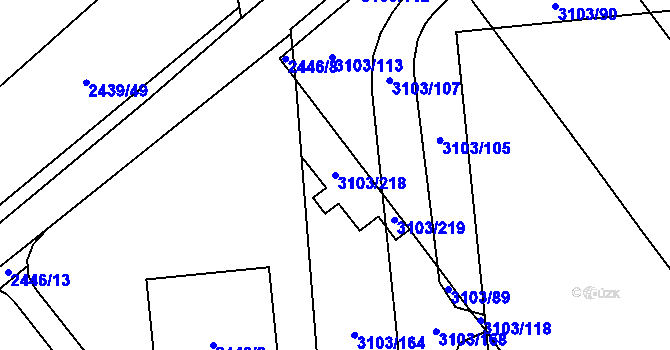 Parcela st. 3103/218 v KÚ Radotín, Katastrální mapa