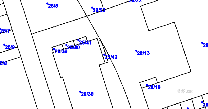 Parcela st. 25/42 v KÚ Radotín, Katastrální mapa