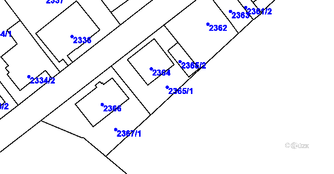 Parcela st. 2365/1 v KÚ Radotín, Katastrální mapa