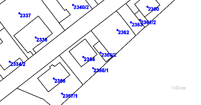 Parcela st. 2365/2 v KÚ Radotín, Katastrální mapa