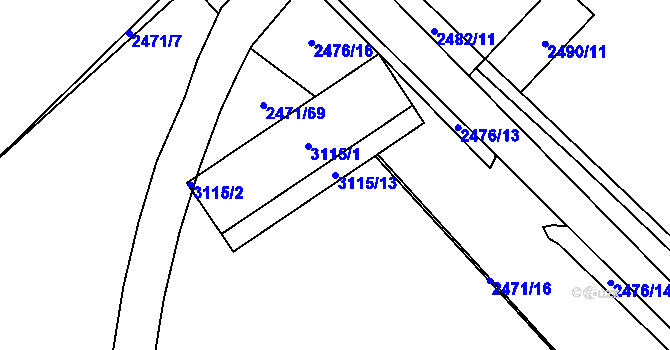 Parcela st. 3115/13 v KÚ Radotín, Katastrální mapa