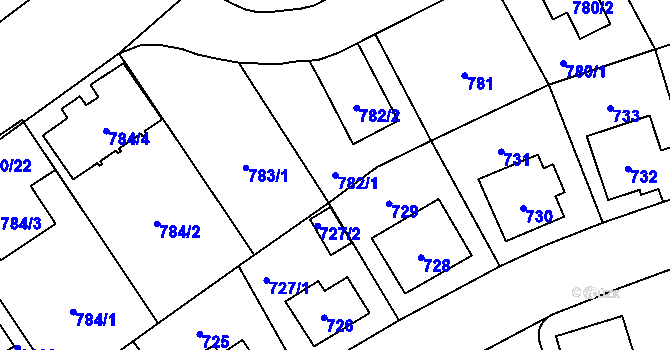 Parcela st. 782/1 v KÚ Radotín, Katastrální mapa