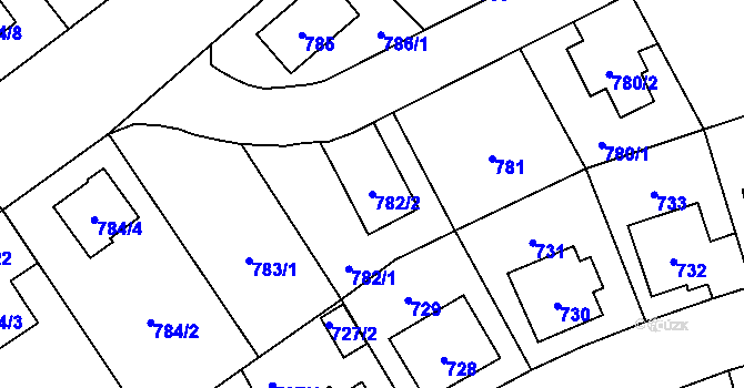 Parcela st. 782/2 v KÚ Radotín, Katastrální mapa