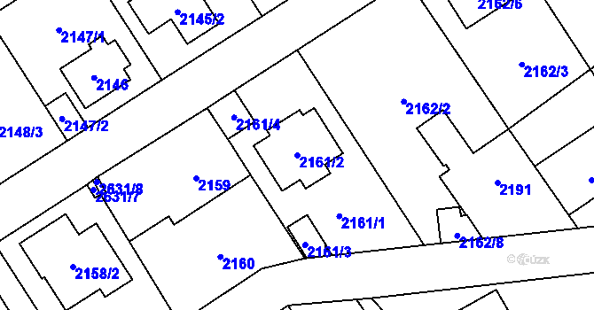 Parcela st. 2161/2 v KÚ Radotín, Katastrální mapa