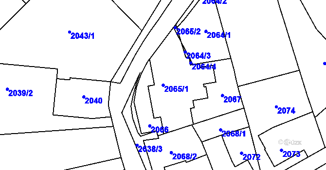 Parcela st. 2065/1 v KÚ Radotín, Katastrální mapa