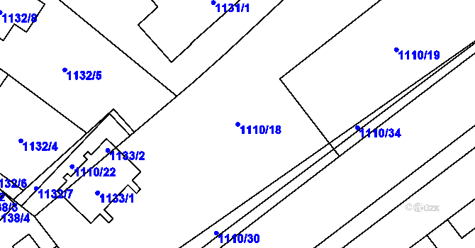 Parcela st. 1110/18 v KÚ Radotín, Katastrální mapa