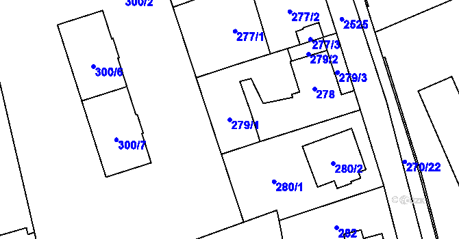 Parcela st. 279/1 v KÚ Radotín, Katastrální mapa