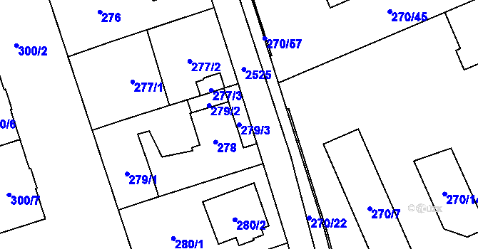 Parcela st. 279/3 v KÚ Radotín, Katastrální mapa