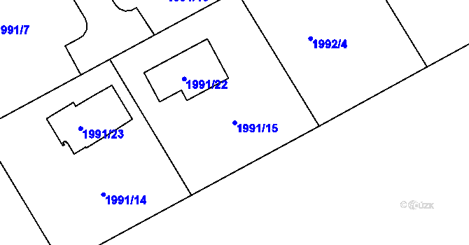 Parcela st. 1991/15 v KÚ Radotín, Katastrální mapa
