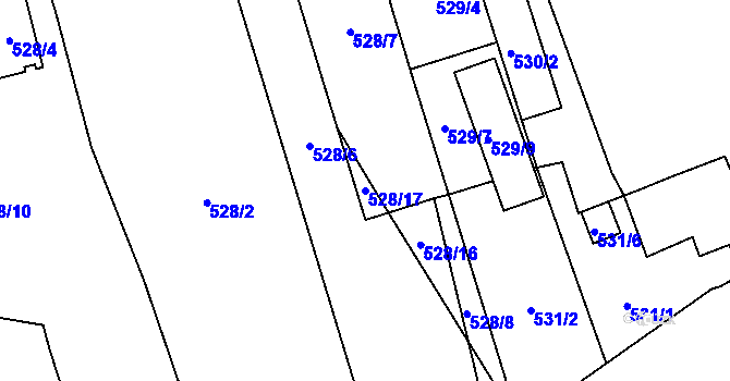 Parcela st. 528/17 v KÚ Radotín, Katastrální mapa