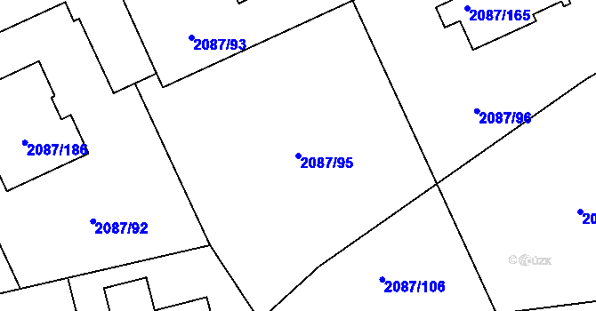 Parcela st. 2087/95 v KÚ Radotín, Katastrální mapa