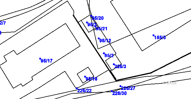 Parcela st. 95/15 v KÚ Radotín, Katastrální mapa