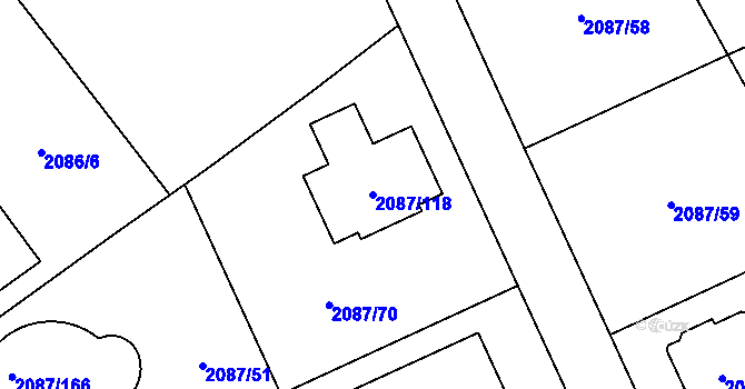Parcela st. 2087/118 v KÚ Radotín, Katastrální mapa