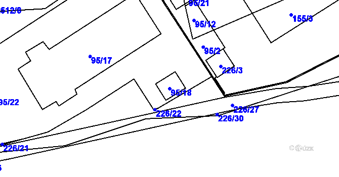 Parcela st. 95/18 v KÚ Radotín, Katastrální mapa