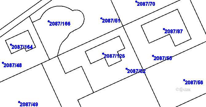 Parcela st. 2087/126 v KÚ Radotín, Katastrální mapa