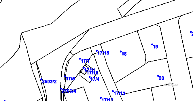Parcela st. 17/15 v KÚ Radotín, Katastrální mapa