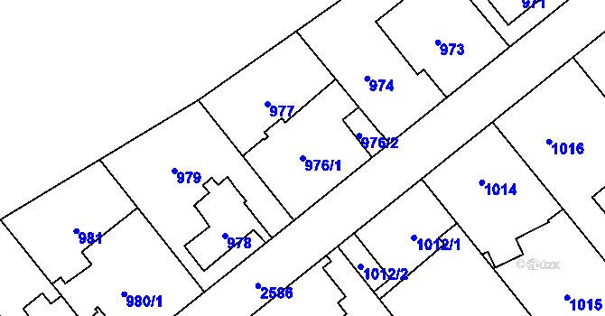 Parcela st. 976/1 v KÚ Radotín, Katastrální mapa