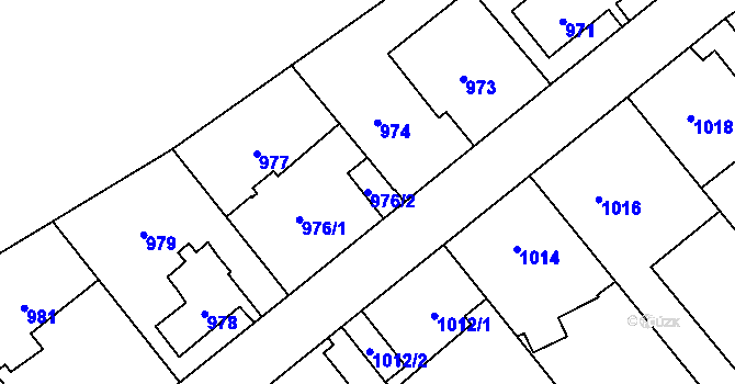 Parcela st. 976/2 v KÚ Radotín, Katastrální mapa