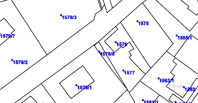 Parcela st. 1578/8 v KÚ Radotín, Katastrální mapa