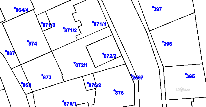 Parcela st. 872/2 v KÚ Radotín, Katastrální mapa