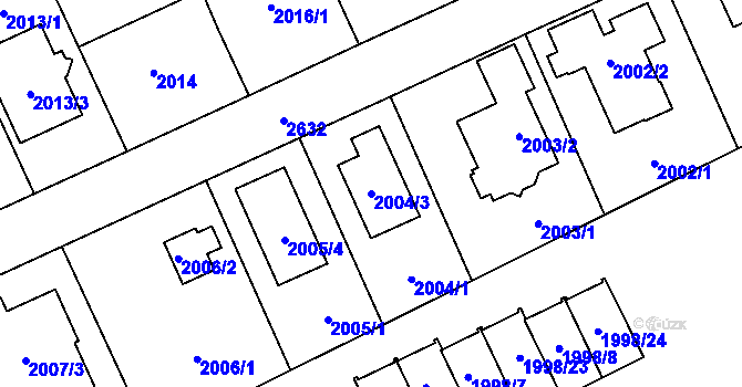 Parcela st. 2004/3 v KÚ Radotín, Katastrální mapa