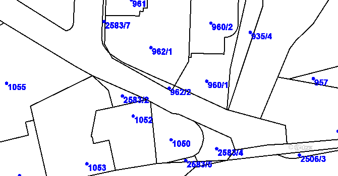 Parcela st. 962/2 v KÚ Radotín, Katastrální mapa
