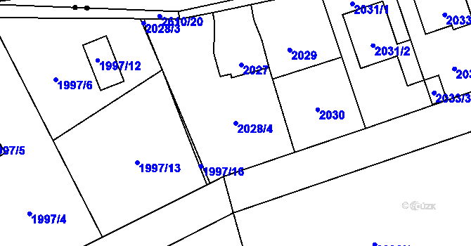 Parcela st. 2028/4 v KÚ Radotín, Katastrální mapa