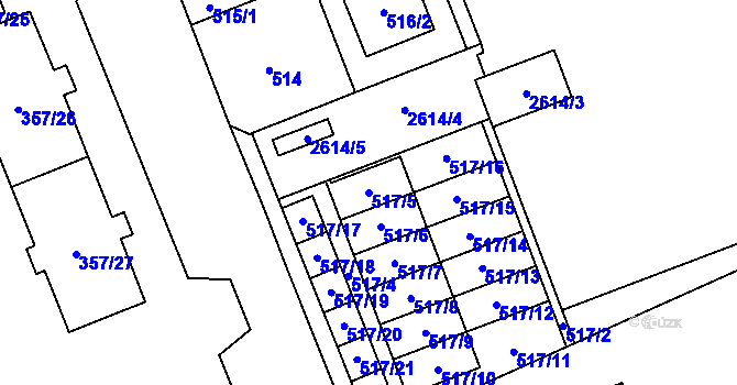 Parcela st. 517/5 v KÚ Radotín, Katastrální mapa