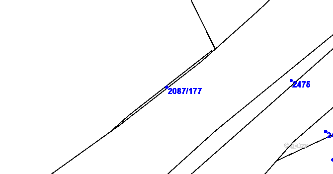 Parcela st. 2087/177 v KÚ Radotín, Katastrální mapa