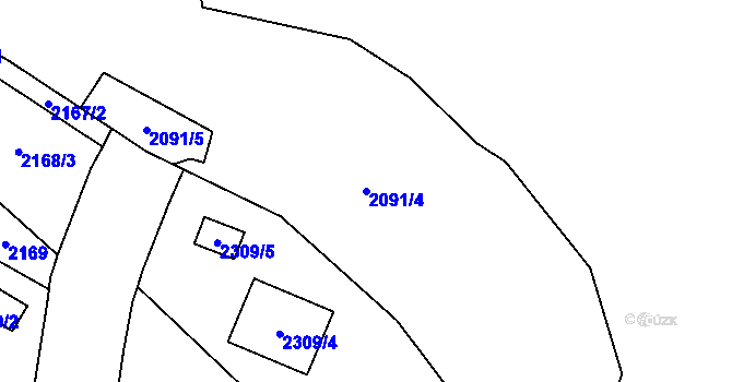 Parcela st. 2091/4 v KÚ Radotín, Katastrální mapa