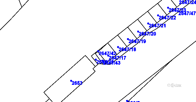 Parcela st. 2647/42 v KÚ Radotín, Katastrální mapa