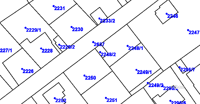 Parcela st. 2248/2 v KÚ Radotín, Katastrální mapa