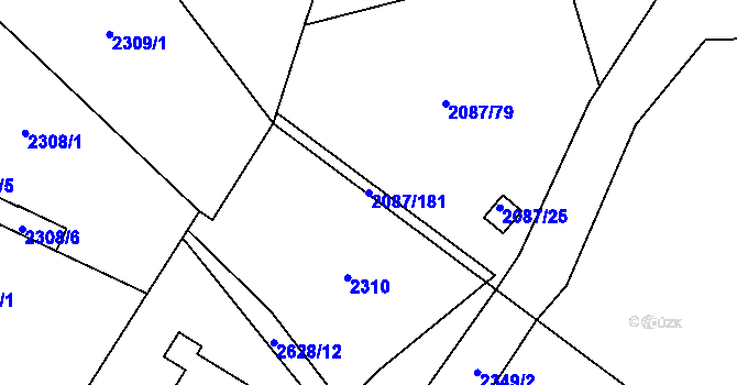 Parcela st. 2087/181 v KÚ Radotín, Katastrální mapa