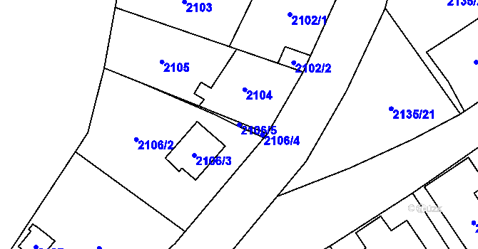 Parcela st. 2106/5 v KÚ Radotín, Katastrální mapa