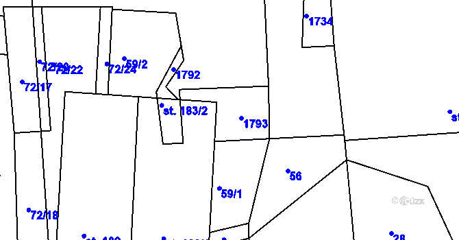 Parcela st. 40/3 v KÚ Radouň u Štětí, Katastrální mapa