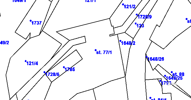 Parcela st. 77/1 v KÚ Radouň u Štětí, Katastrální mapa