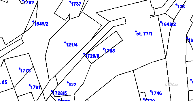 Parcela st. 77/2 v KÚ Radouň u Štětí, Katastrální mapa