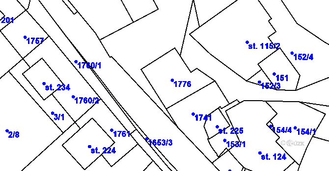 Parcela st. 115/1 v KÚ Radouň u Štětí, Katastrální mapa