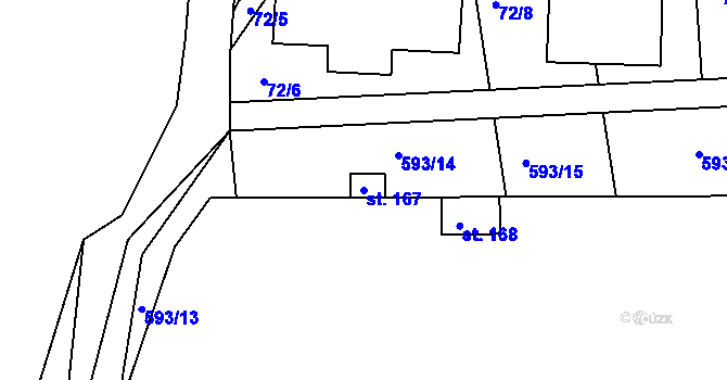 Parcela st. 167 v KÚ Radouň u Štětí, Katastrální mapa