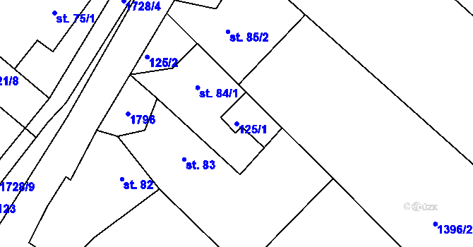 Parcela st. 125/1 v KÚ Radouň u Štětí, Katastrální mapa