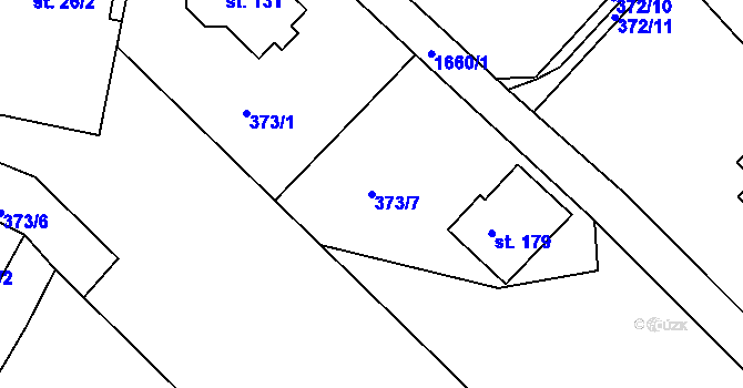 Parcela st. 373/7 v KÚ Radouň u Štětí, Katastrální mapa