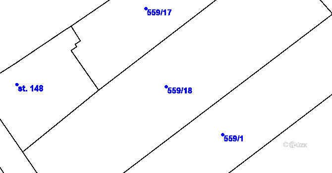 Parcela st. 559/18 v KÚ Radouň u Štětí, Katastrální mapa